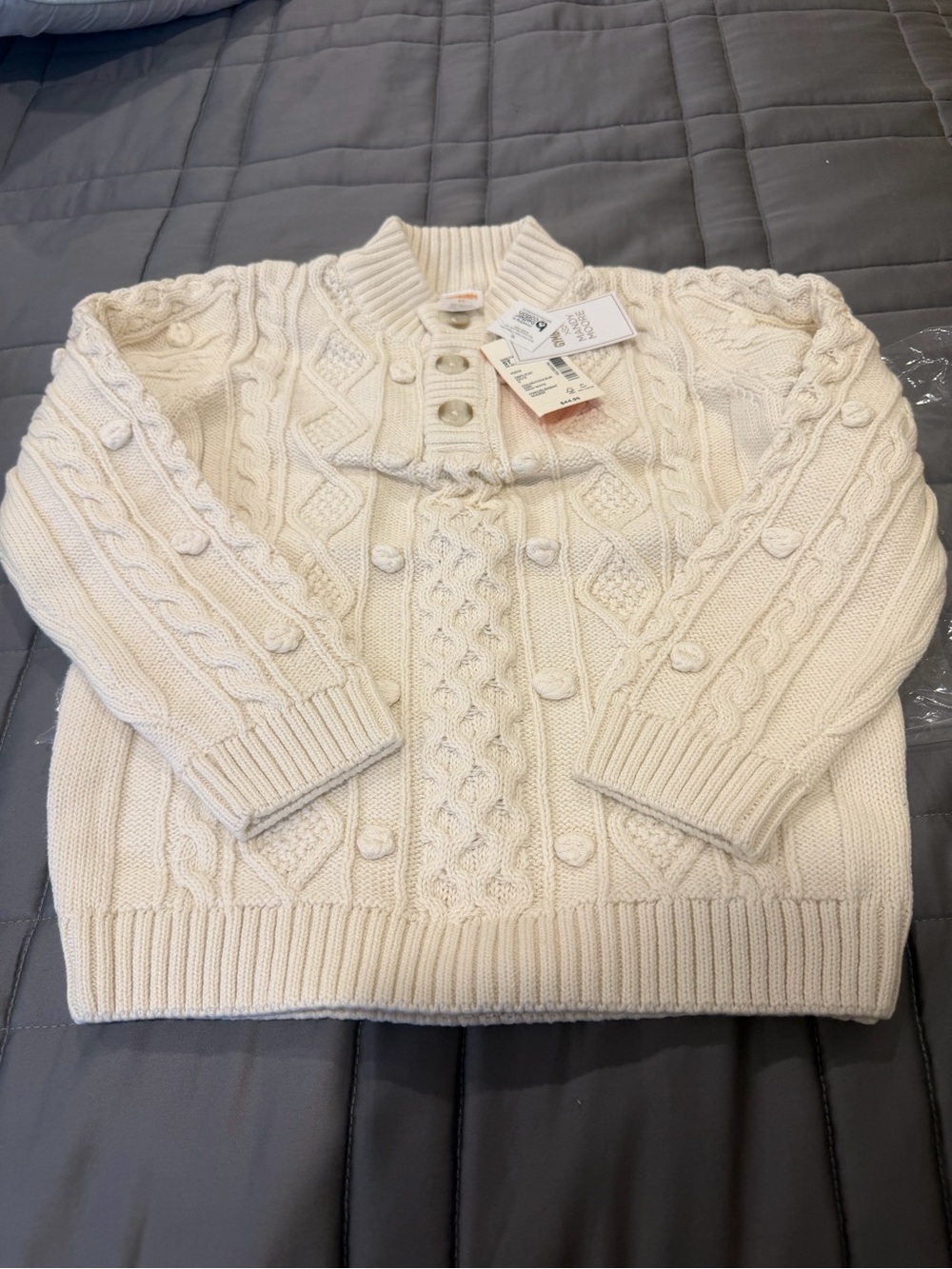 Gymboree Cream Cable-Knit Button Sweater